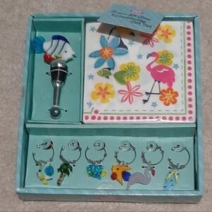 Tropical Themed Boston Warehouse 8-piece Art Glass Entertaining Gift Set